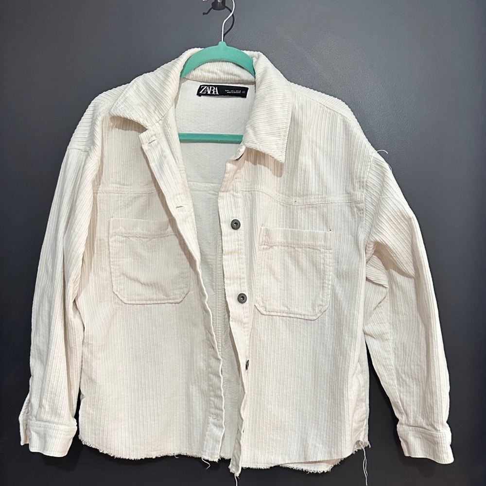 Zara Off-White Corduroy Shirt Jacket